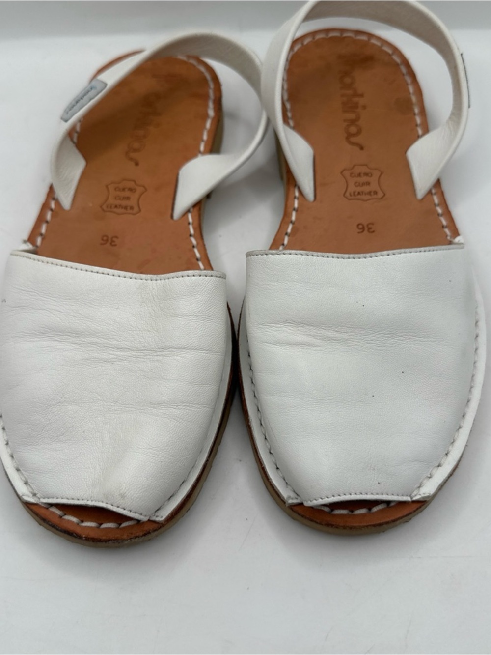 Norkinas Women’s White Slingback Leather Spain Sandals - Picture 7 of 12